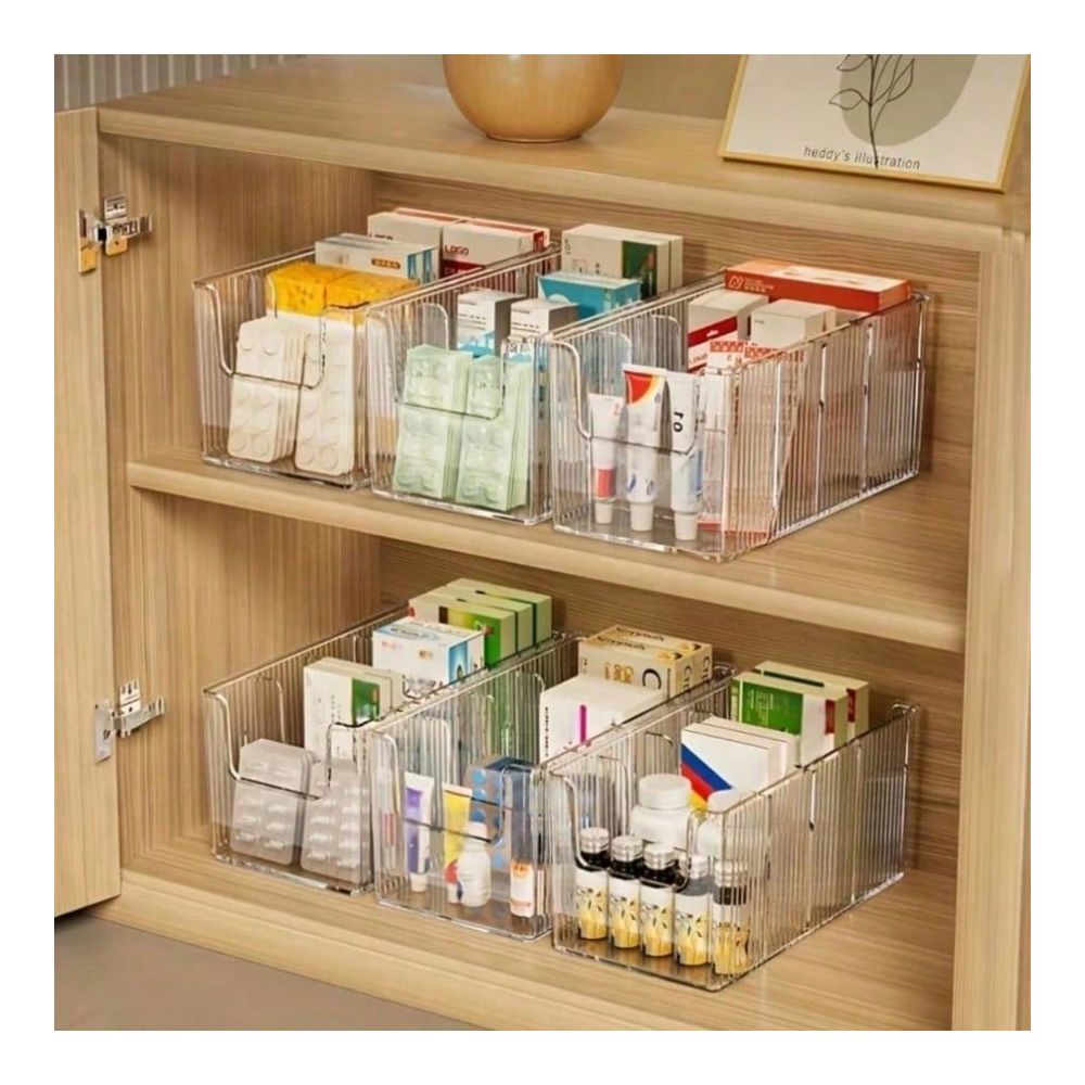 Face Mask Storage Box - 大人用大型4区画透明ピルボックス1個、取り外し可能な仕切り、救急箱、栄養補助食品収納ボックス、耐久性のある家庭用収納箱、フェイスマスクも収納可能