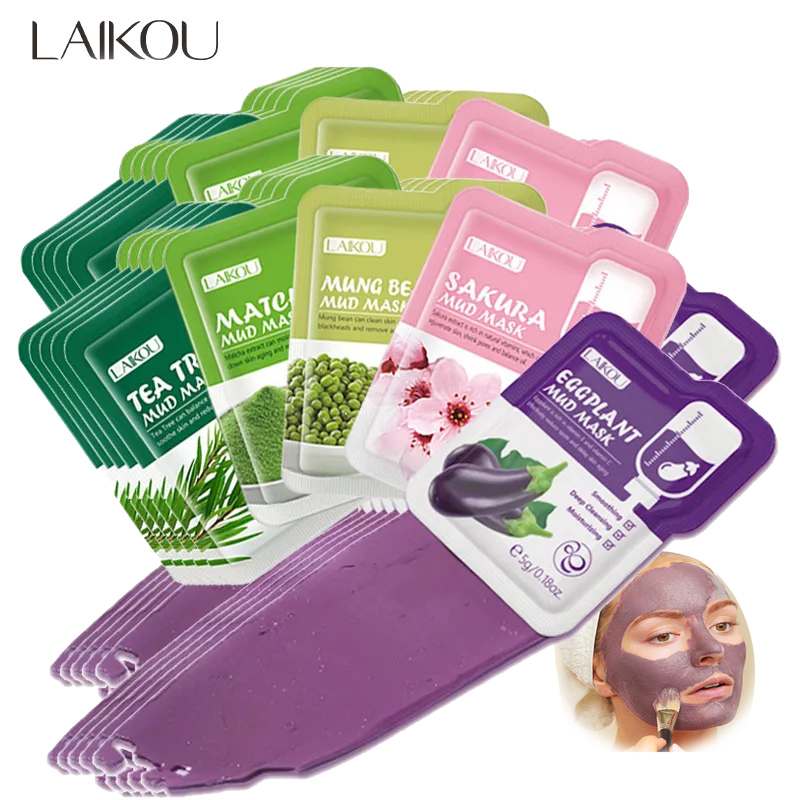 Dust Mask Construction - さくら-日本の粘土マスク、顔のディープクレンジング、保湿、皮脂制御、にきびの除去、ピンクの泥、顔のスキンケア、50個