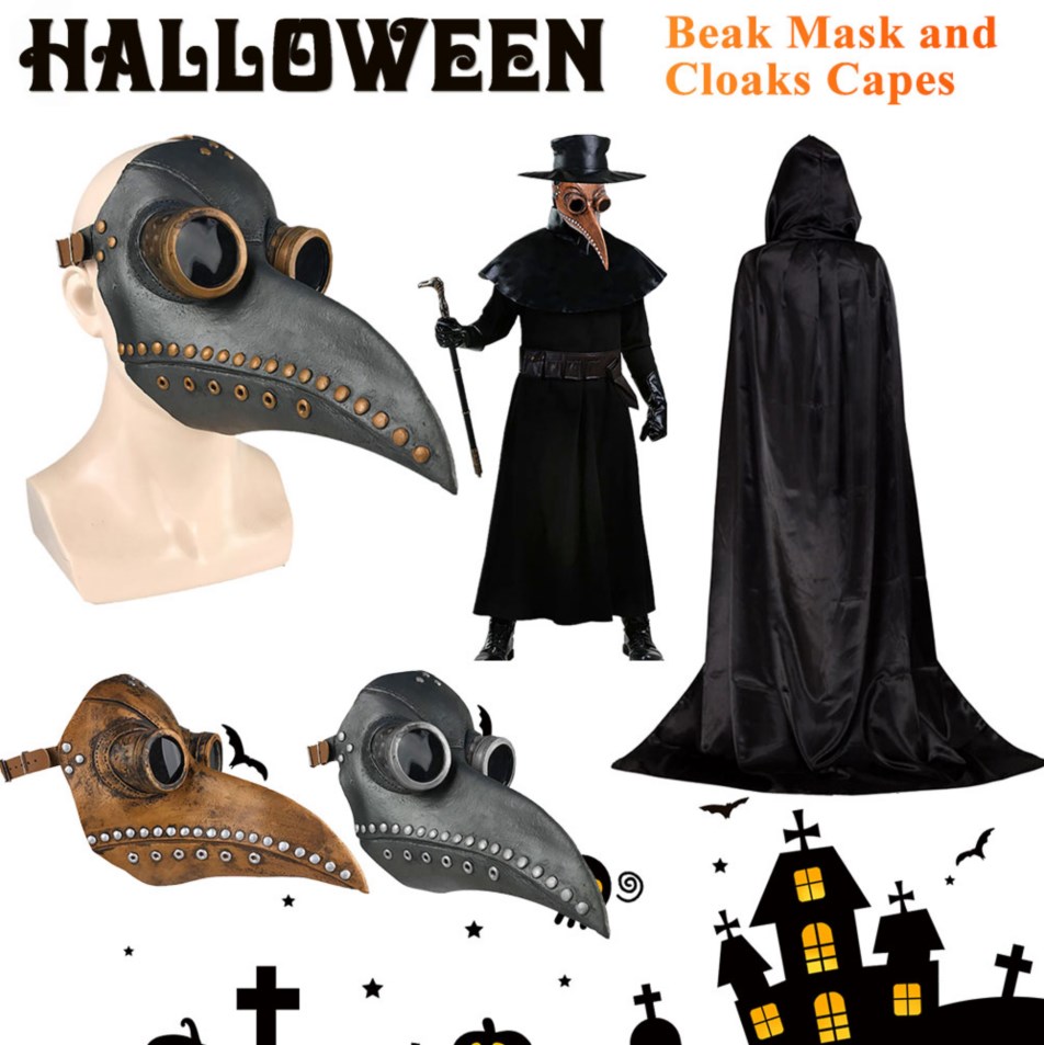 Disposable Surgical Mask - ハロウィーンのマスクとマント,フルフェイスマスク,スチームパンク,医師,鳥のくちばし,コスプレアクセサリー,パーティーコスチューム,新品