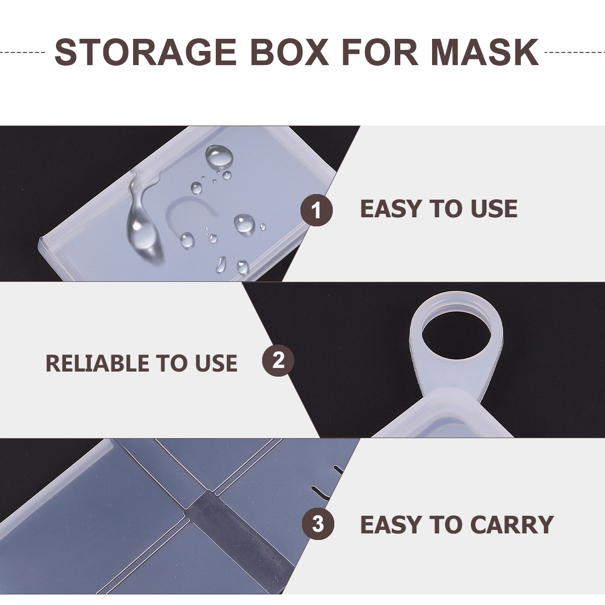 食品グレードのシリコン製マスク収納ボックス2個セット。平らで - Face Mask Storage Box のレビューと価格